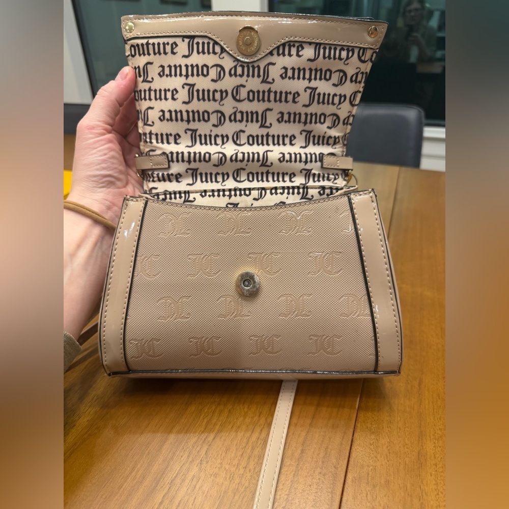 Juicy Couture Cafe Au Lait Monogram Mini Satchel + Crossbody Purse Bag Neutral - Picture 7 of 14